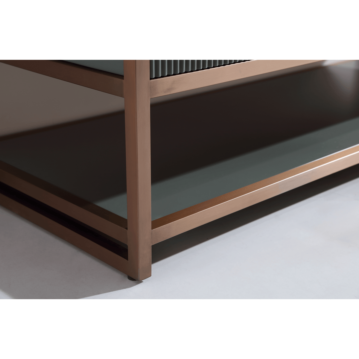 Legion Furniture 36" Vanity With Golden Brush Stainless Steel Frame And Pewter Green Finish With 2" Thick White Artificial Stone Countertop – – –