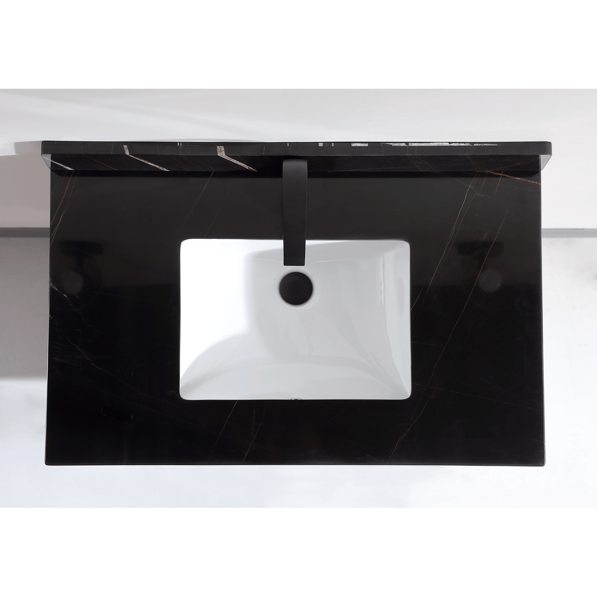 Legion Furniture 36" Vanity with Golden Brush Stainless Steel Frame and Tricorn Black Finish with 2" Thick Black Natural Marble Countertop – – –