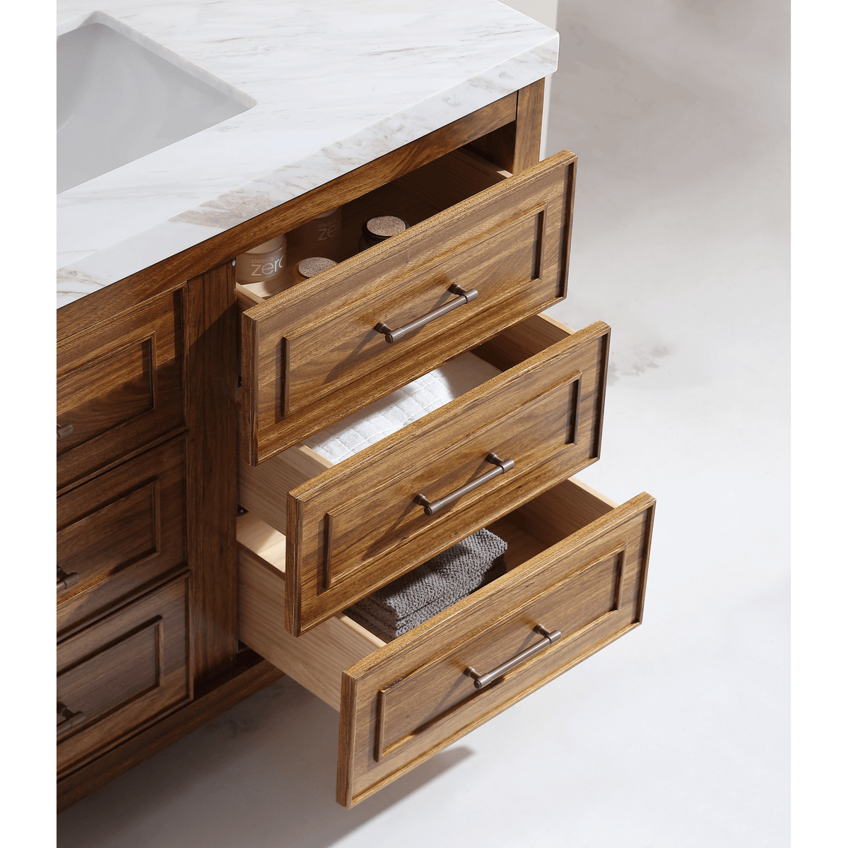 Legion Furniture 48" Ebony Single Vanity Light Finish with 2" Thick White Natural Marble Countertop – – –