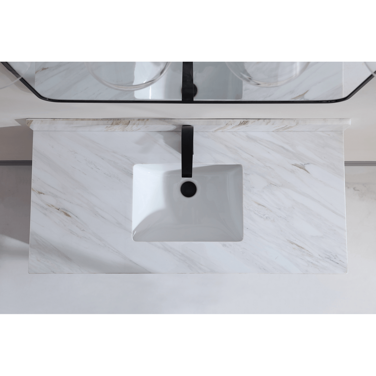 Legion Furniture 48" Ebony Single Vanity Light Finish with 2" Thick White Natural Marble Countertop – – –