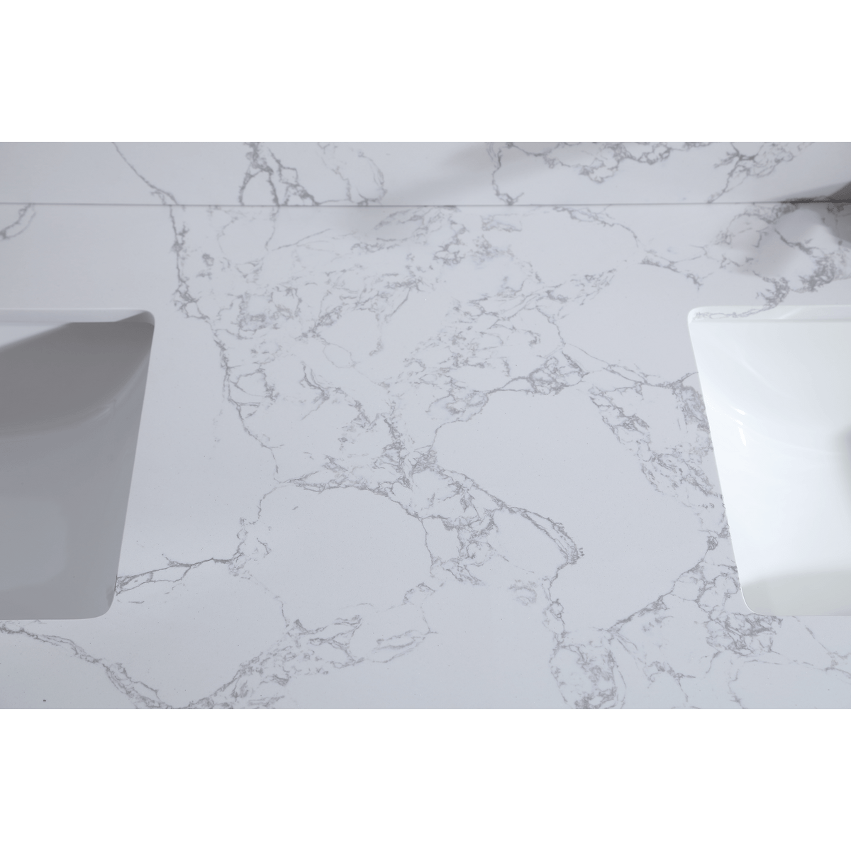 Legion Furniture 60" Double Vanity with Golden Brush Stainless Steel Frame and Tricorn Black Finish with 2" Thick White Artificial Stone Countertop – – –