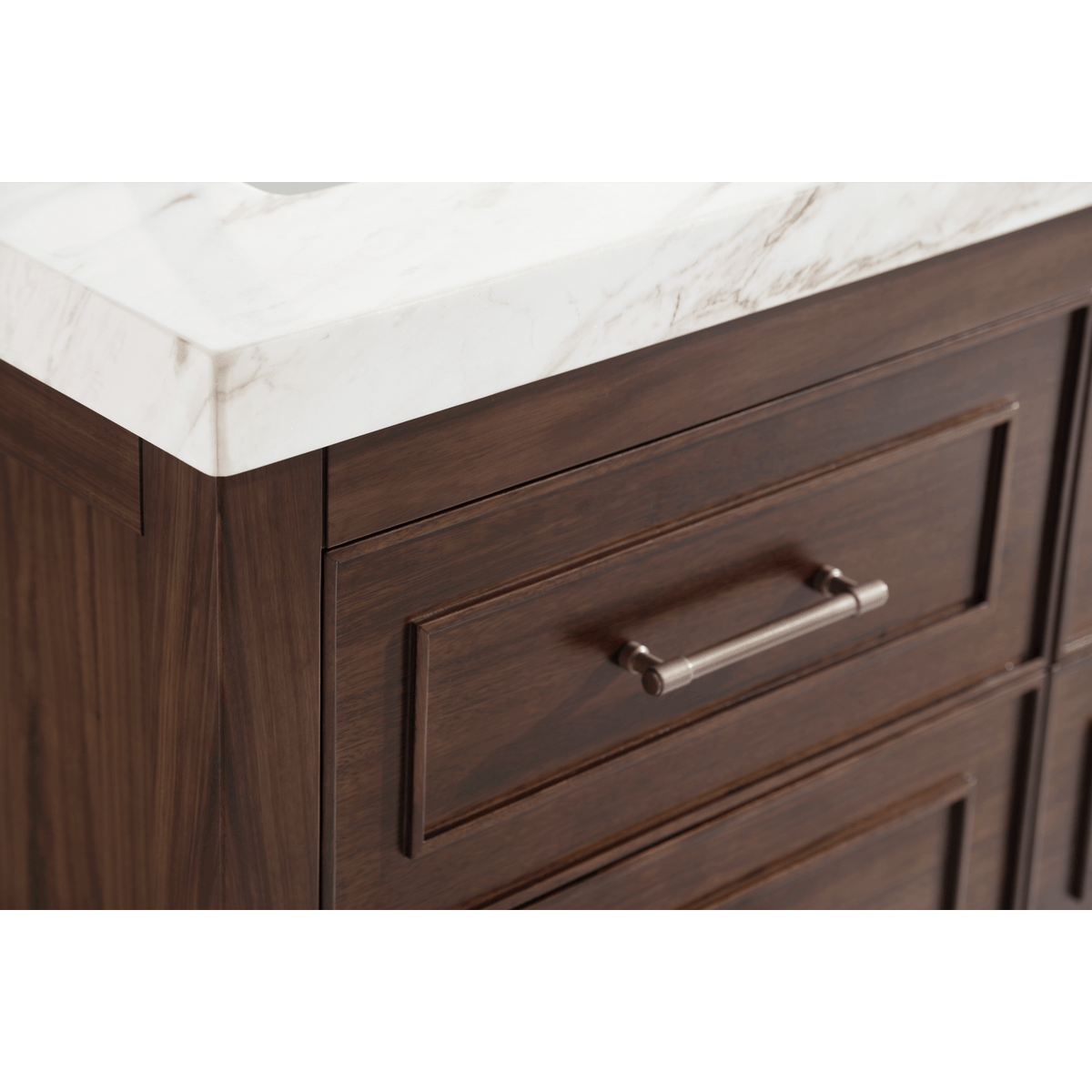 Legion Furniture 60" Ebony Double Vanity Dark Finish with 2" Thick White Natural Marble Countertop – – –