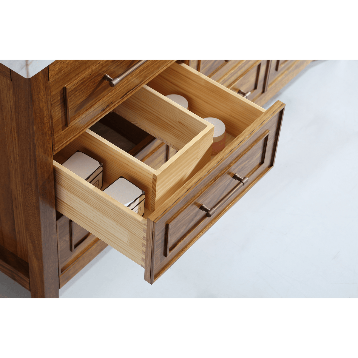 Legion Furniture 60" Ebony Double Vanity Light Finish with 2" Thick White Natural Marble Countertop – – –