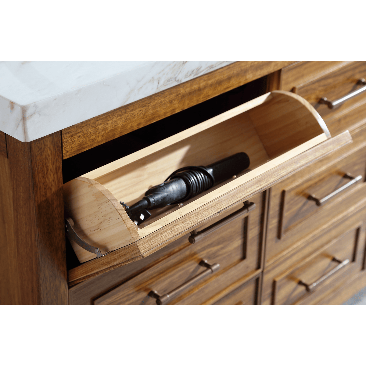 Legion Furniture 60" Ebony Double Vanity Light Finish with 2" Thick White Natural Marble Countertop – – –