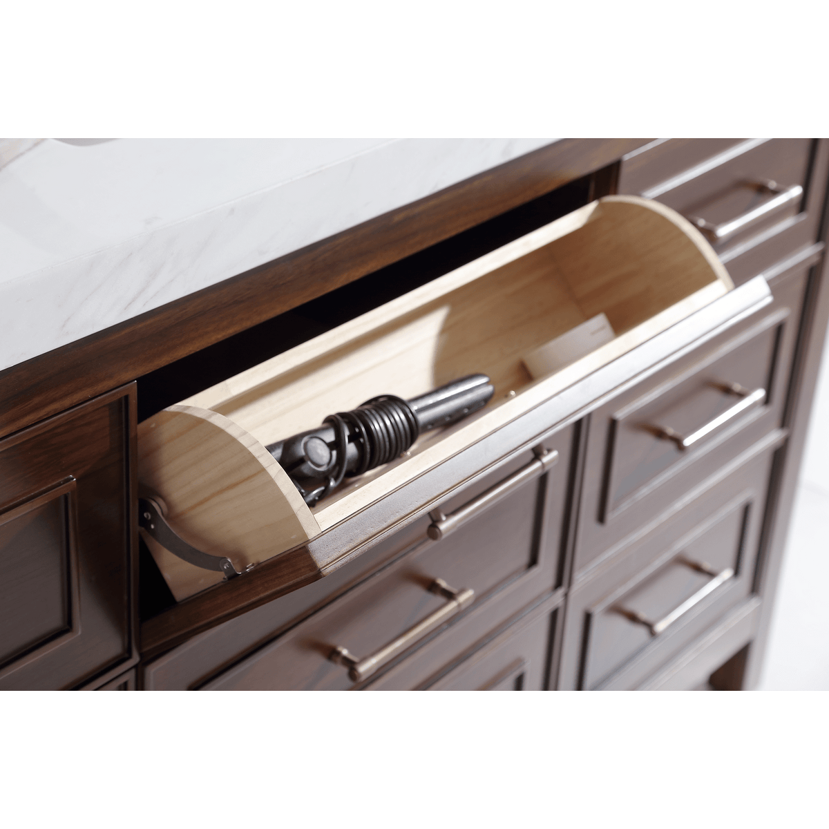 Legion Furniture 60" Ebony Single Vanity Dark Finish with 2" Thick White Natural Marble Countertop – – –