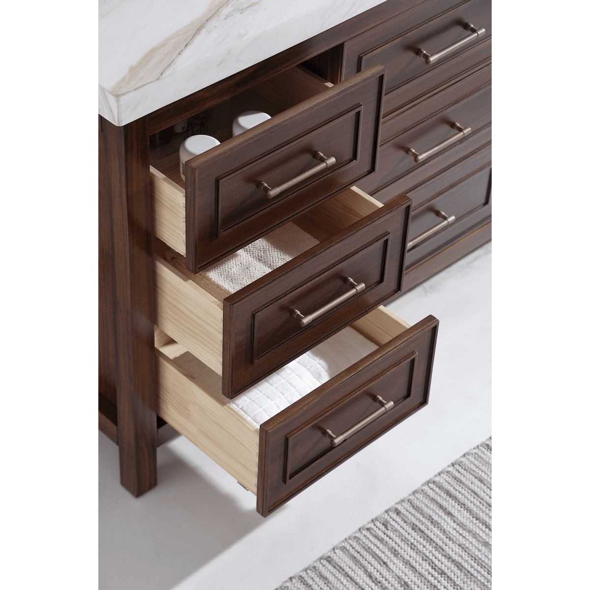 Legion Furniture 60" Ebony Single Vanity Dark Finish with 2" Thick White Natural Marble Countertop – – –