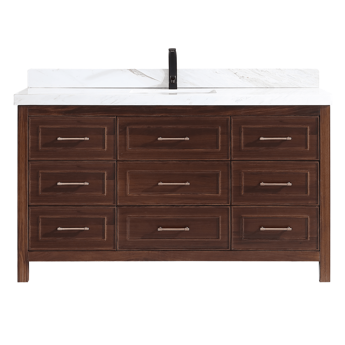 Legion Furniture 60" Ebony Single Vanity Dark Finish with 2" Thick White Natural Marble Countertop – – –