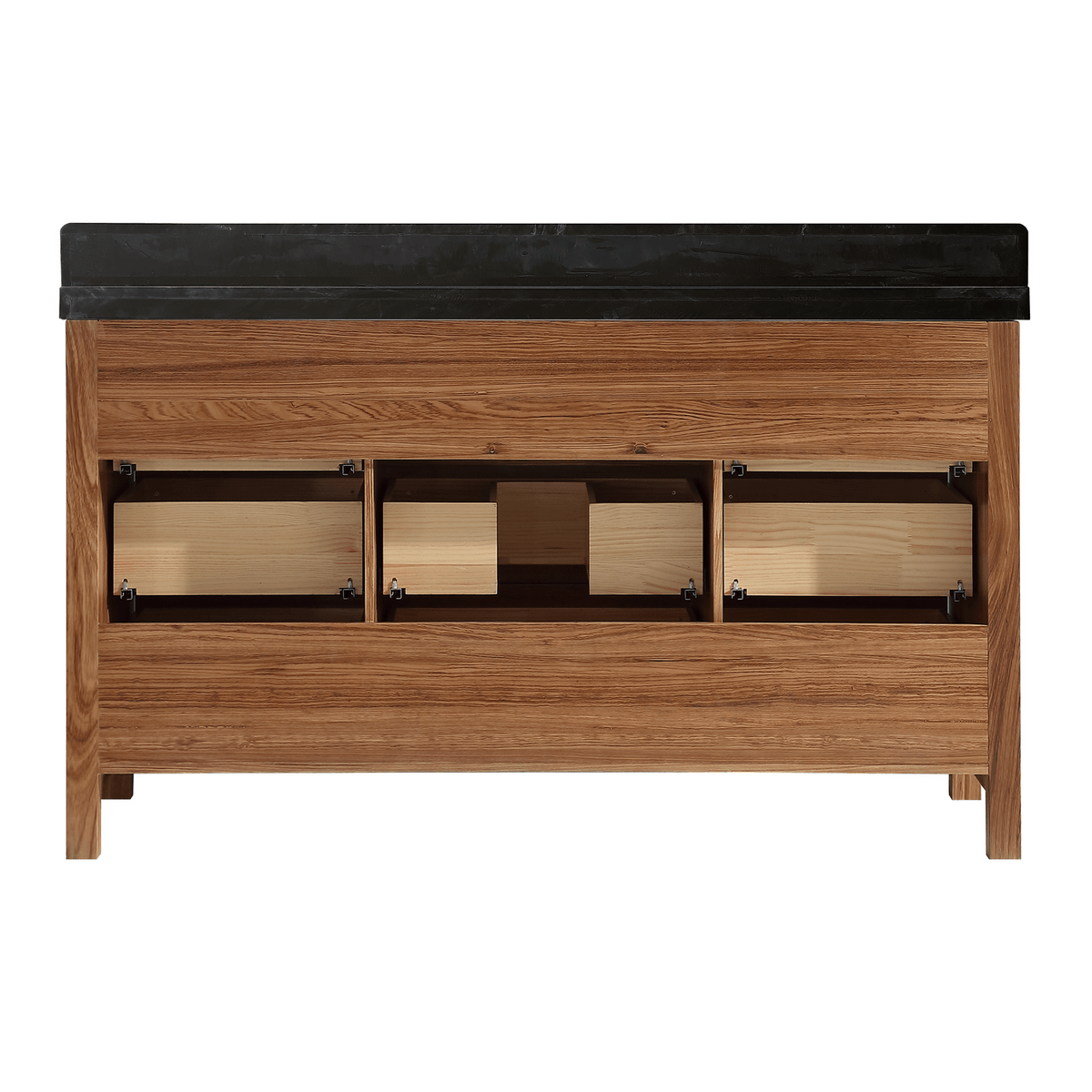 Legion Furniture 60" Ebony Single Vanity Light Finish with 2" Thick Black Natural Marble Countertop – – –