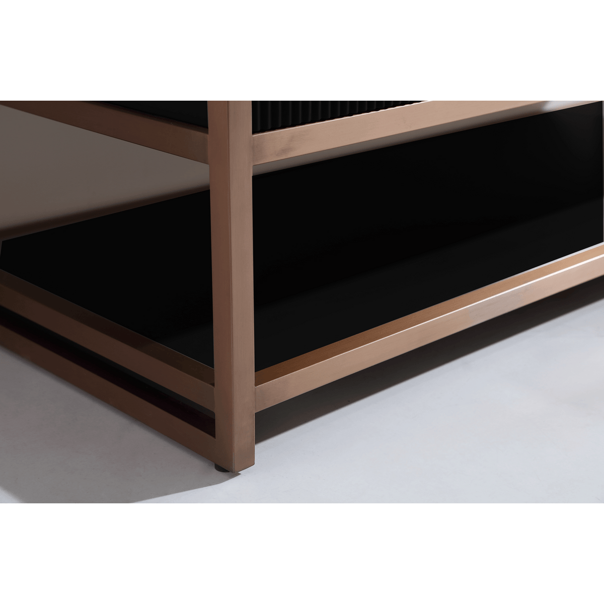 Legion Furniture 72" Double Vanity with Golden Brush Stainless Steel Frame and Tricorn Black Finish with 2' Thick White Artificial Stone Countertop – – –