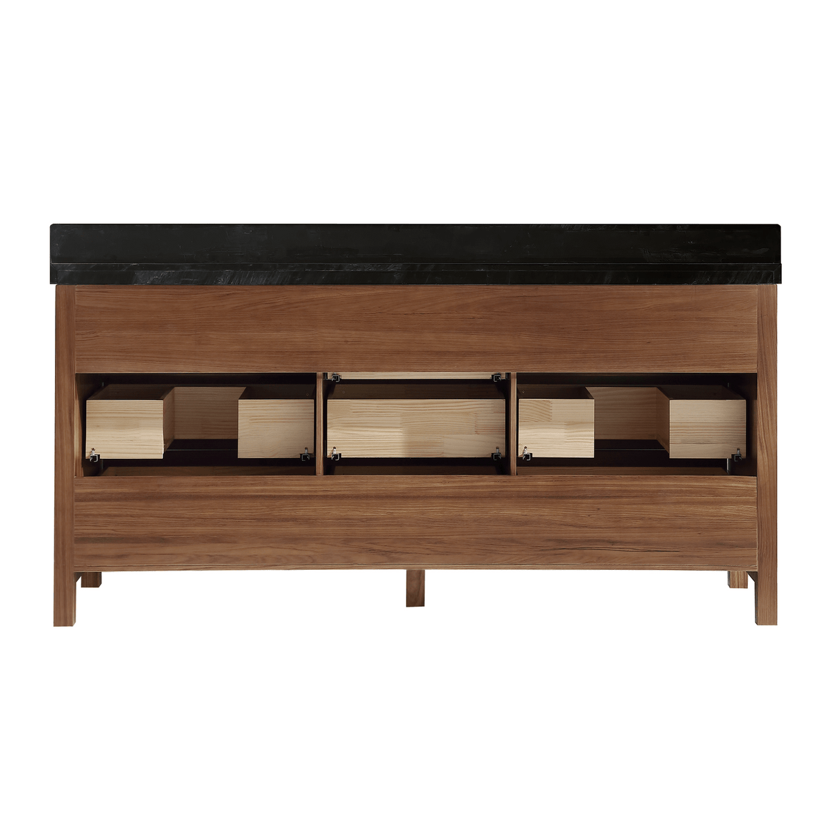 Legion Furniture 72" Ebony Double Vanity Dark Finish with 2" Thick Black Natural Marble Countertop – – –