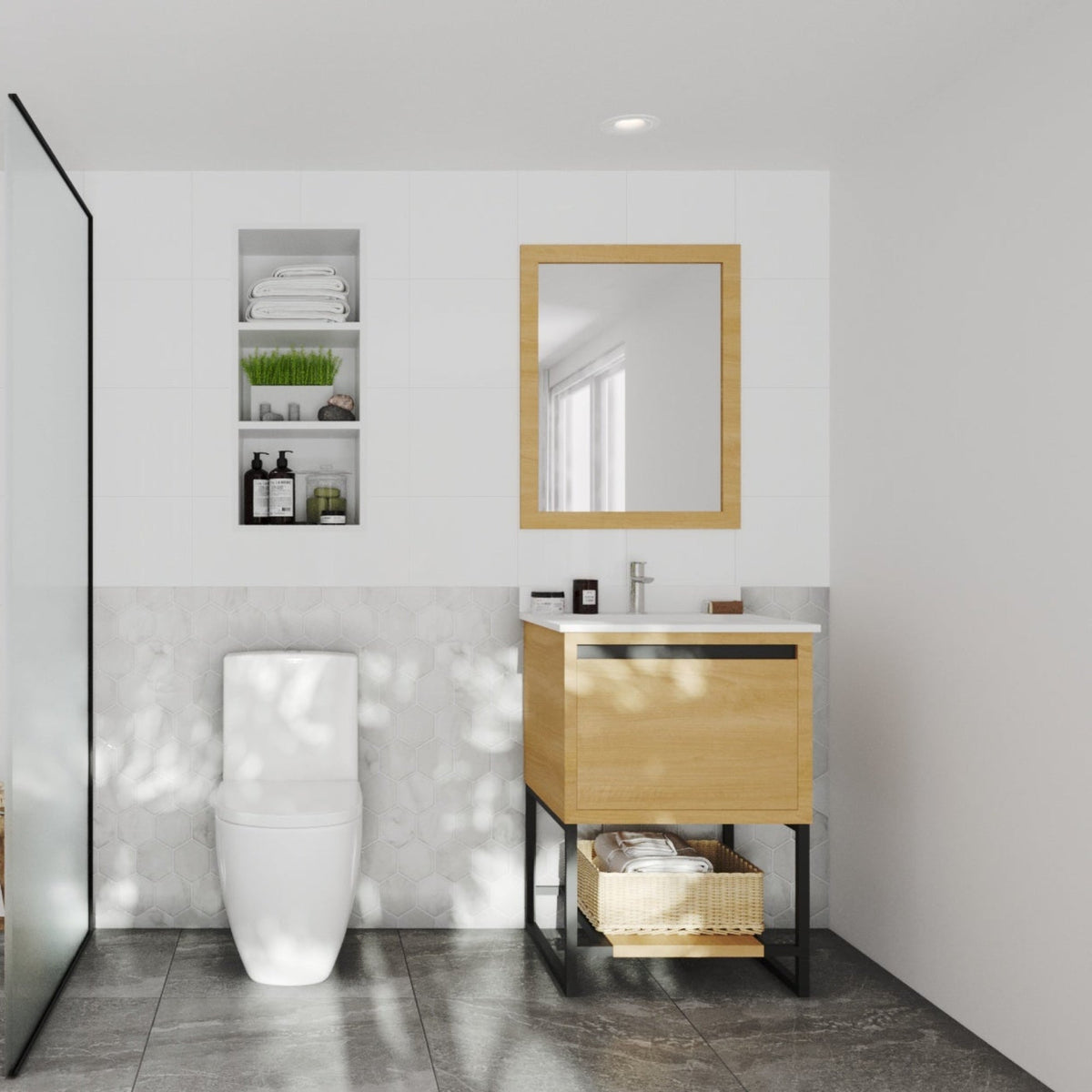 Laviva Alto 24" California White Oak Bathroom Vanity with White Quartz Countertop – – –