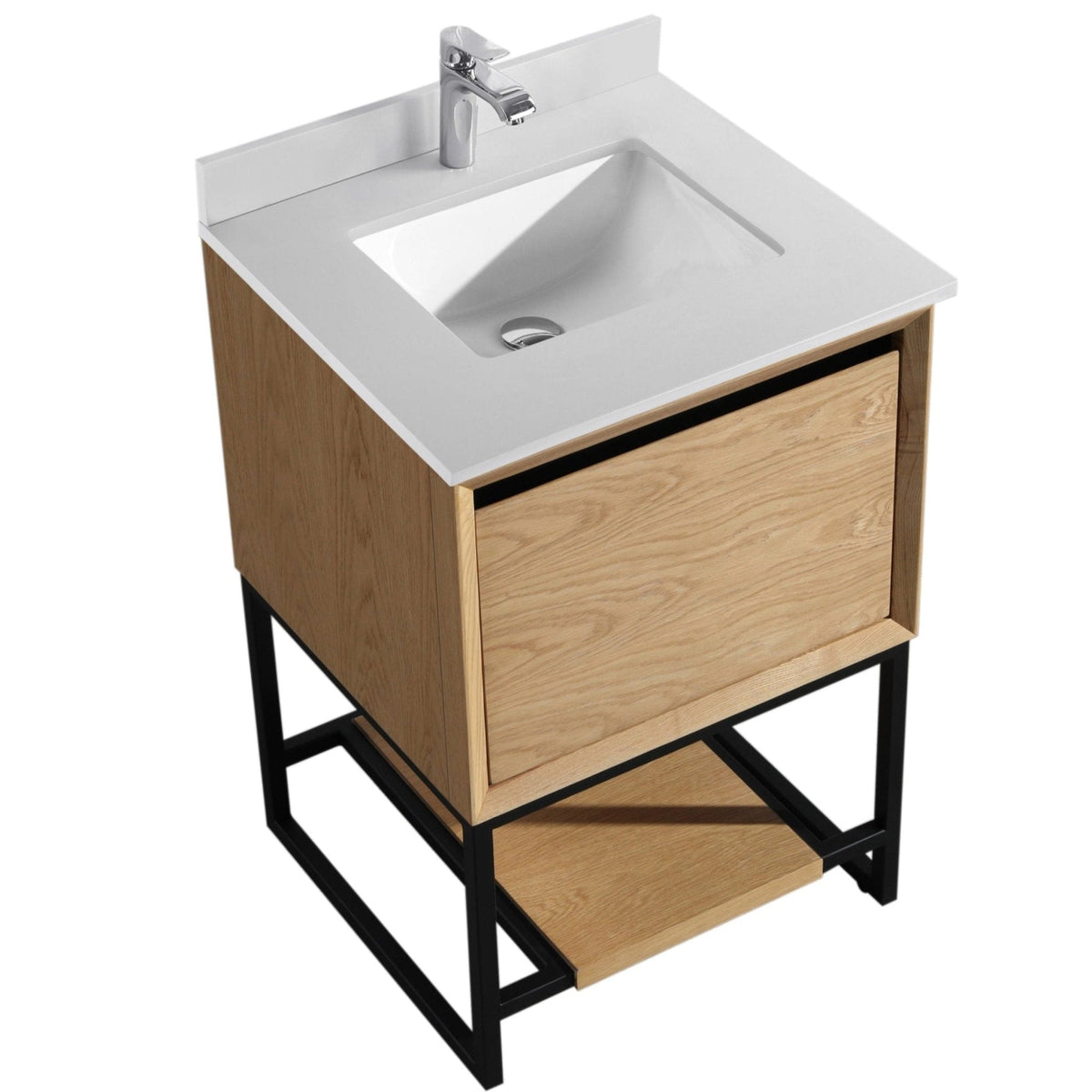 Laviva Alto 24" California White Oak Bathroom Vanity with White Quartz Countertop – – –