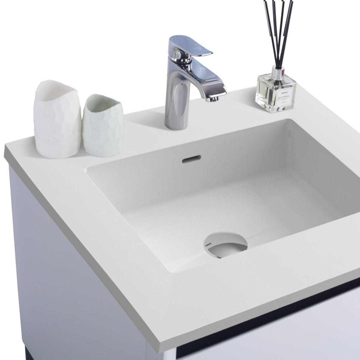 Laviva Alto 24" White Bathroom Vanity with Matte White VIVA Stone Solid Surface Countertop – – –