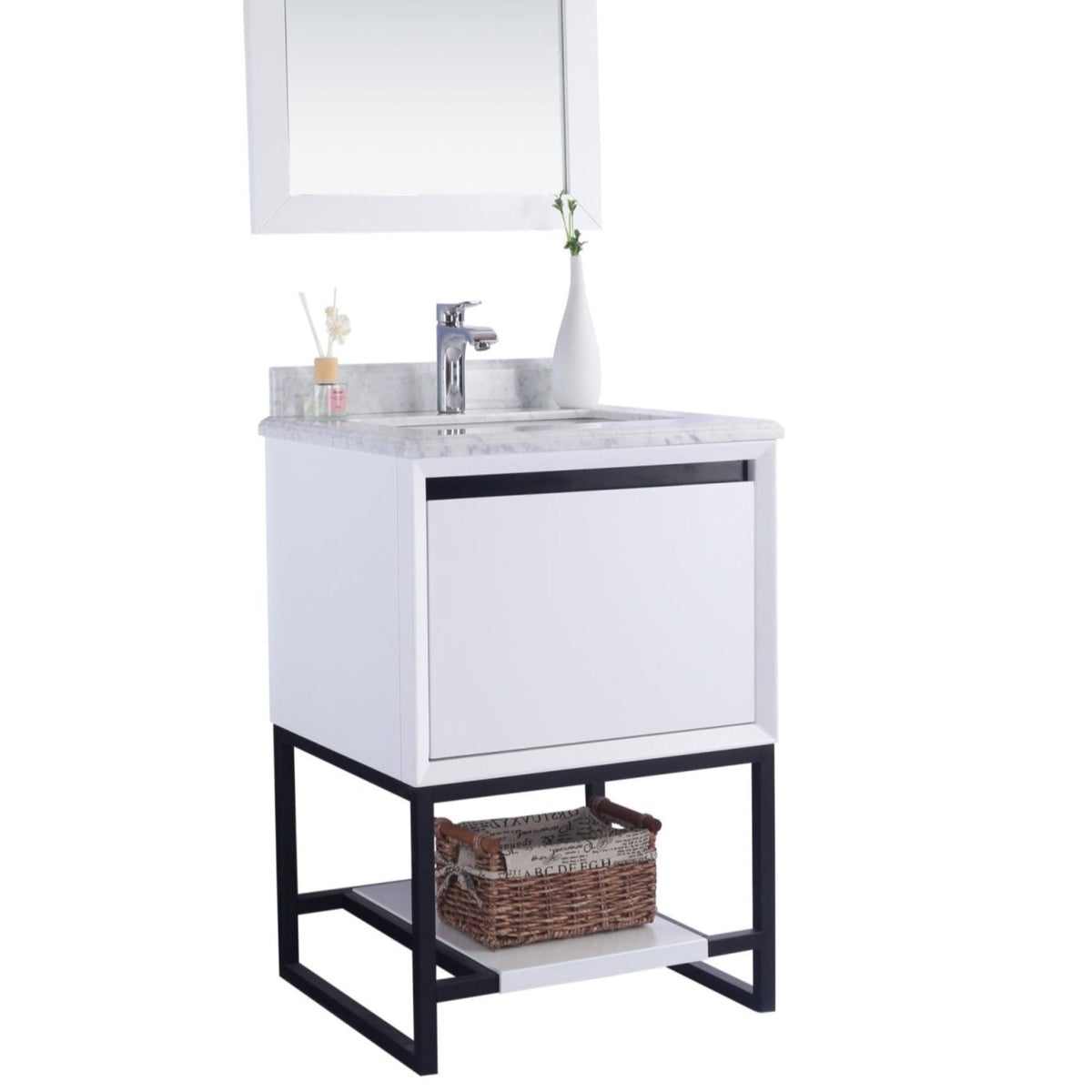 Laviva Alto 24" White Bathroom Vanity with White Carrara Marble Countertop – – –