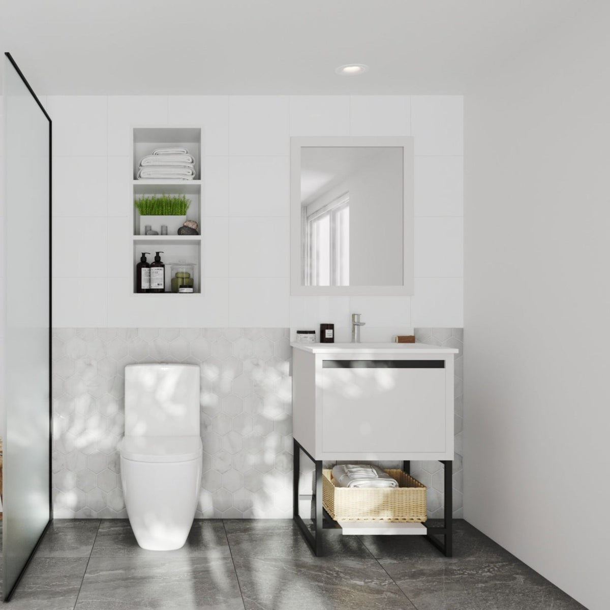 Laviva Alto 24" White Bathroom Vanity with White Quartz Countertop – – –