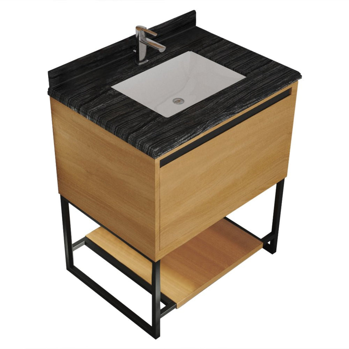 Laviva Alto 30" California White Oak Bathroom Vanity with Black Wood Marble Countertop – – –