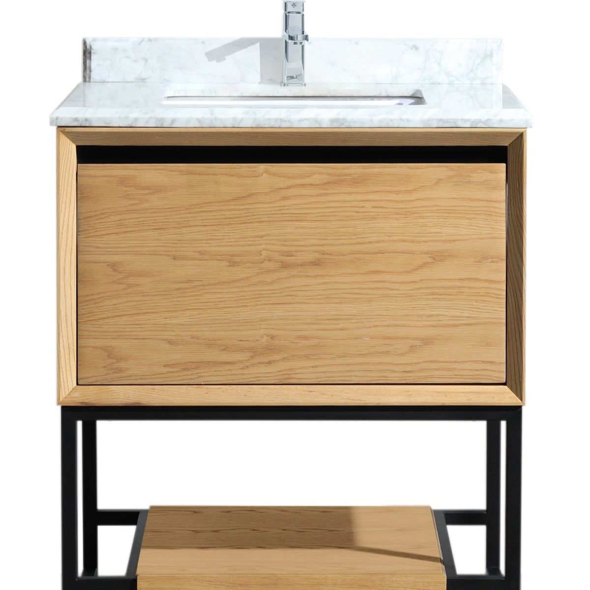 Laviva Alto 30" California White Oak Bathroom Vanity with White Carrara Marble Countertop – – –