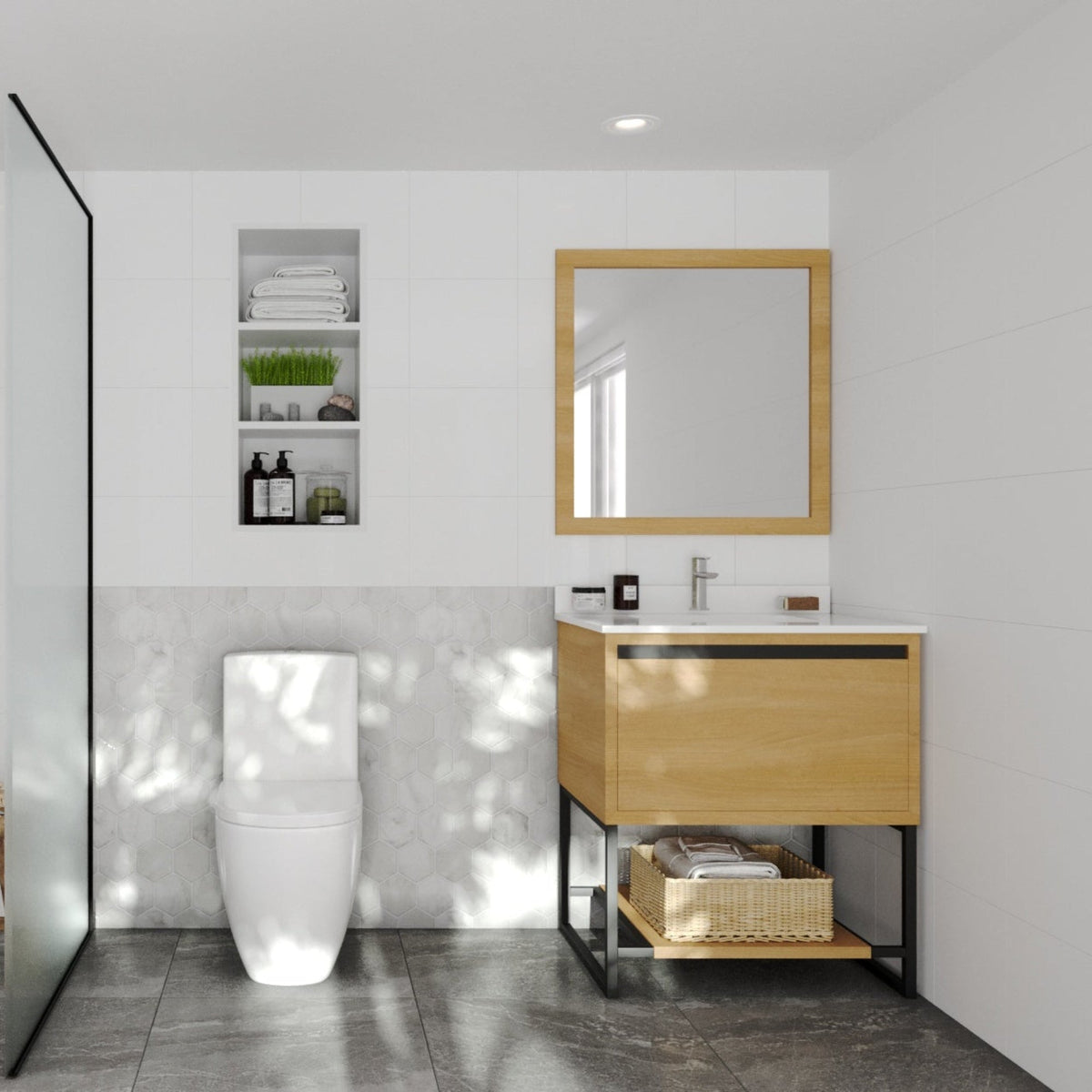 Laviva Alto 30" California White Oak Bathroom Vanity with White Quartz Countertop – – –