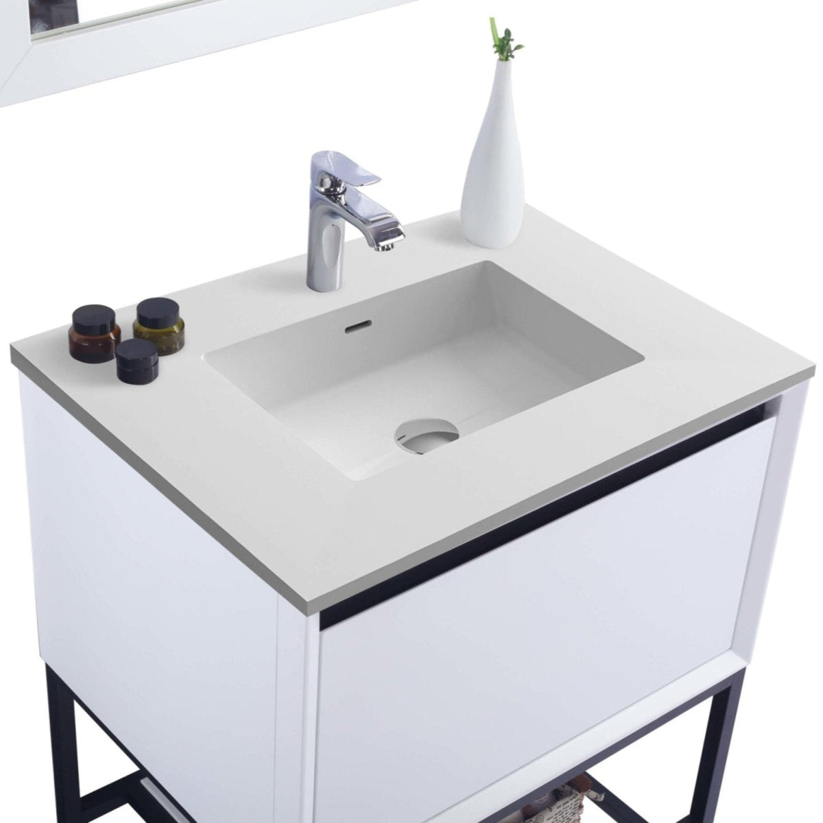 Laviva Alto 30" White Bathroom Vanity with Matte White VIVA Stone Solid Surface Countertop – – –
