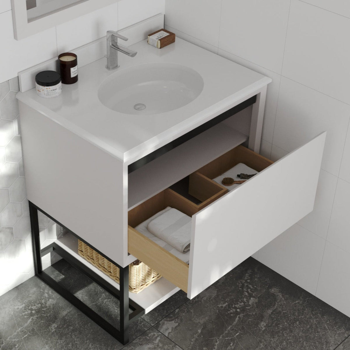 Laviva Alto 30" White Bathroom Vanity with Pure White Phoenix Stone Countertop – – –