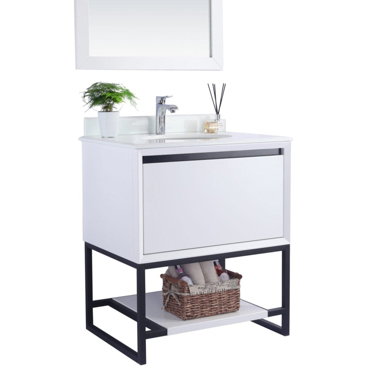 Laviva Alto 30" White Bathroom Vanity with Pure White Phoenix Stone Countertop – – –