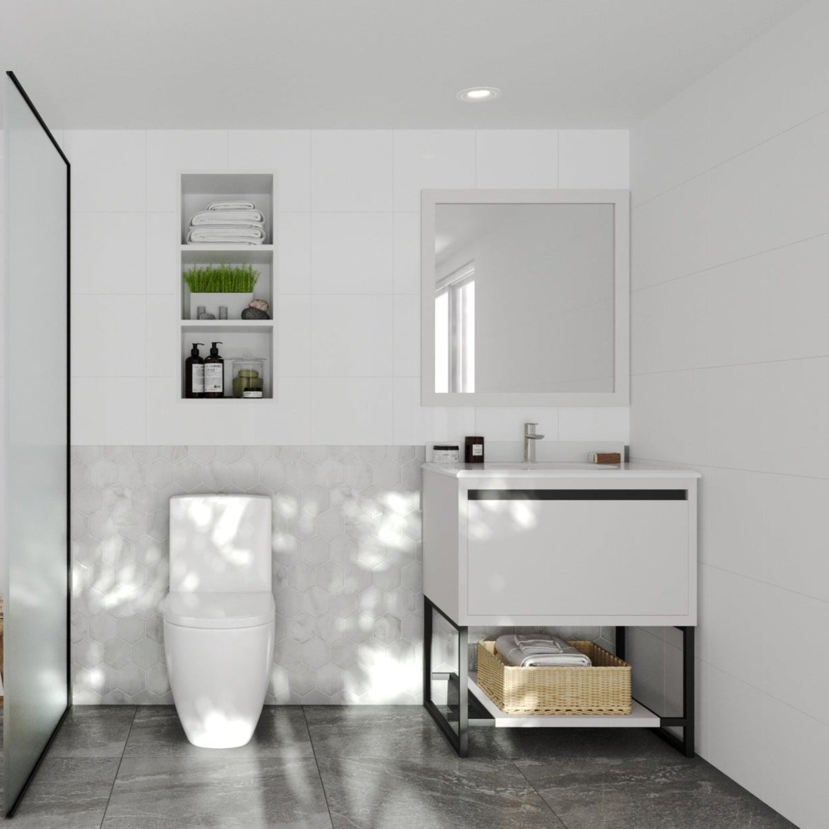 Laviva Alto 30" White Bathroom Vanity with Pure White Phoenix Stone Countertop – – –