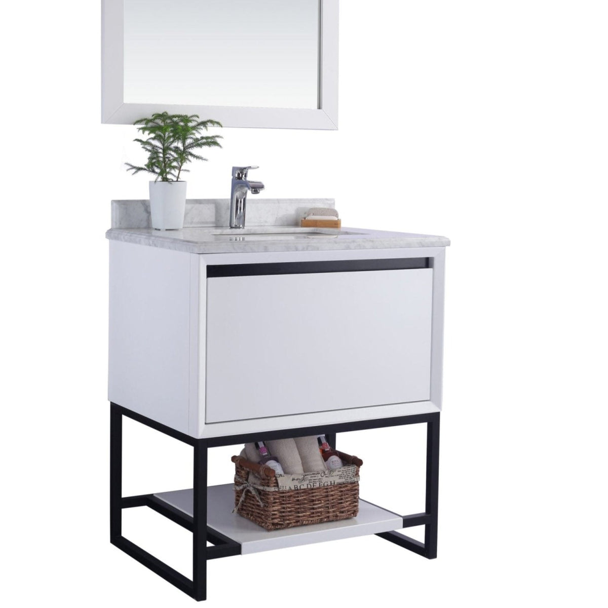 Laviva Alto 30" White Bathroom Vanity with White Carrara Marble Countertop – – –