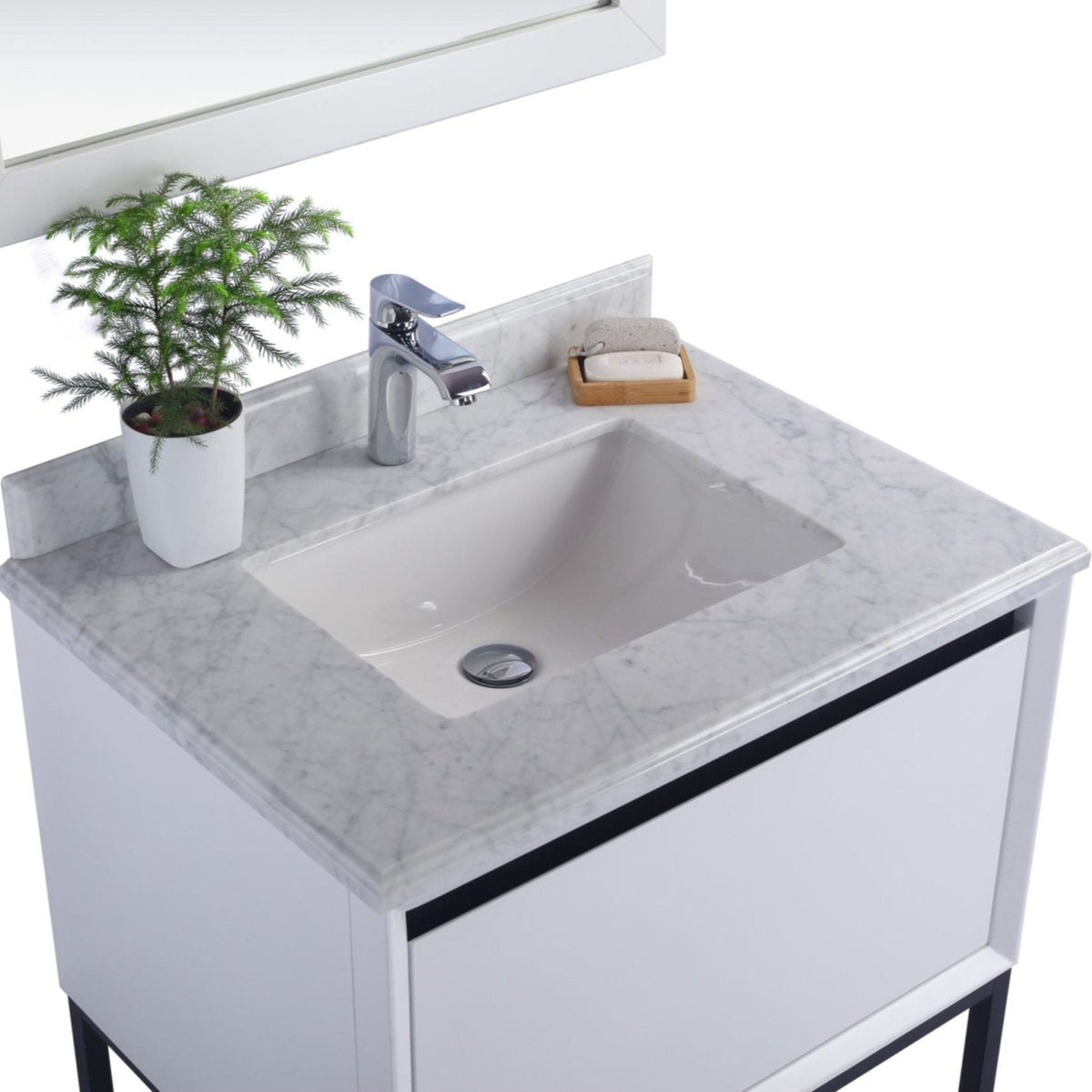Laviva Alto 30" White Bathroom Vanity with White Carrara Marble Countertop – – –