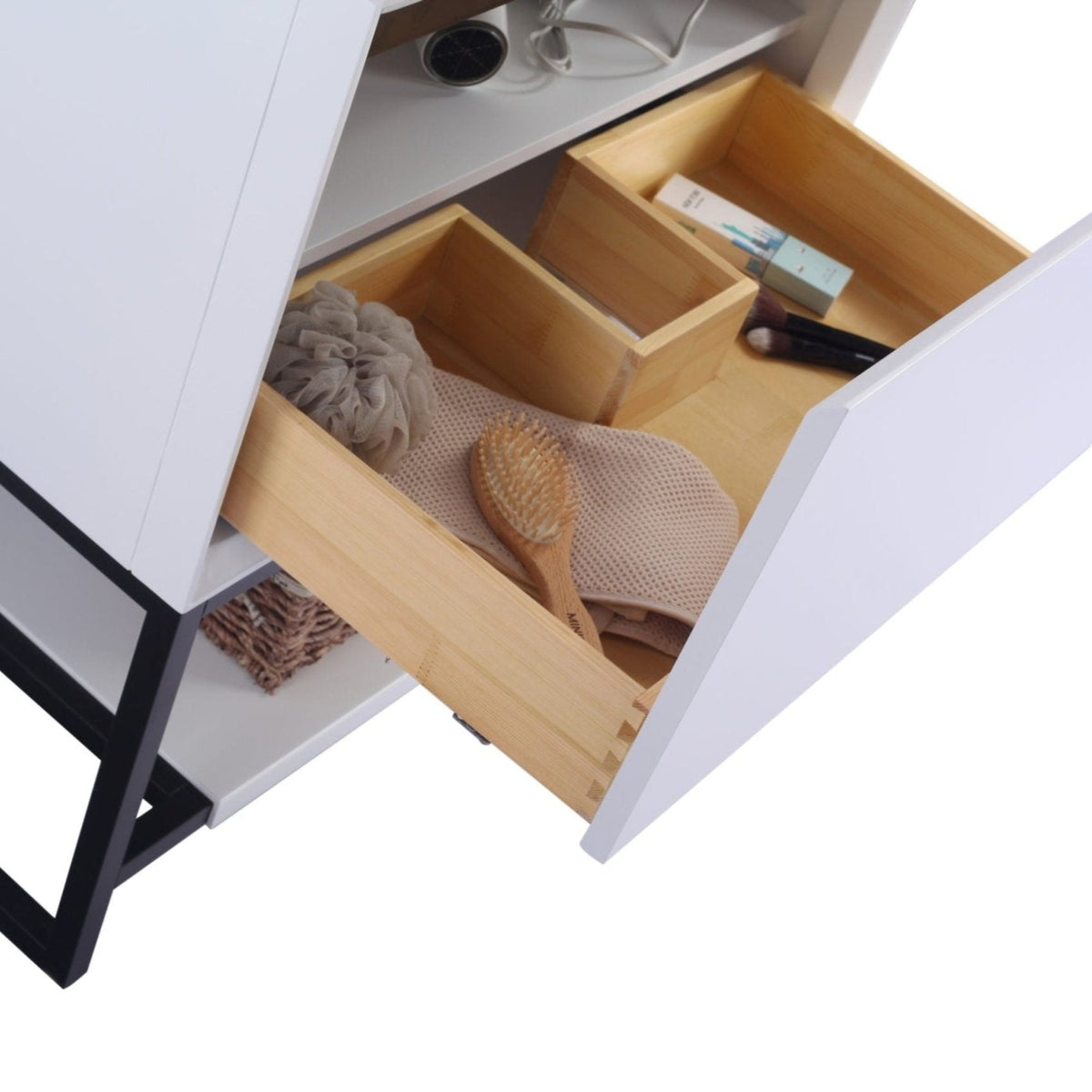 Laviva Alto 30" White Bathroom Vanity with White Stripes Marble Countertop – – –