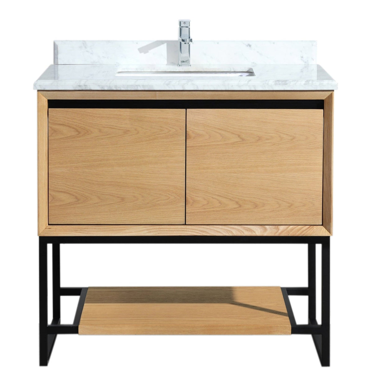 Laviva Alto 36" California White Oak Bathroom Vanity with White Carrara Marble Countertop – – –