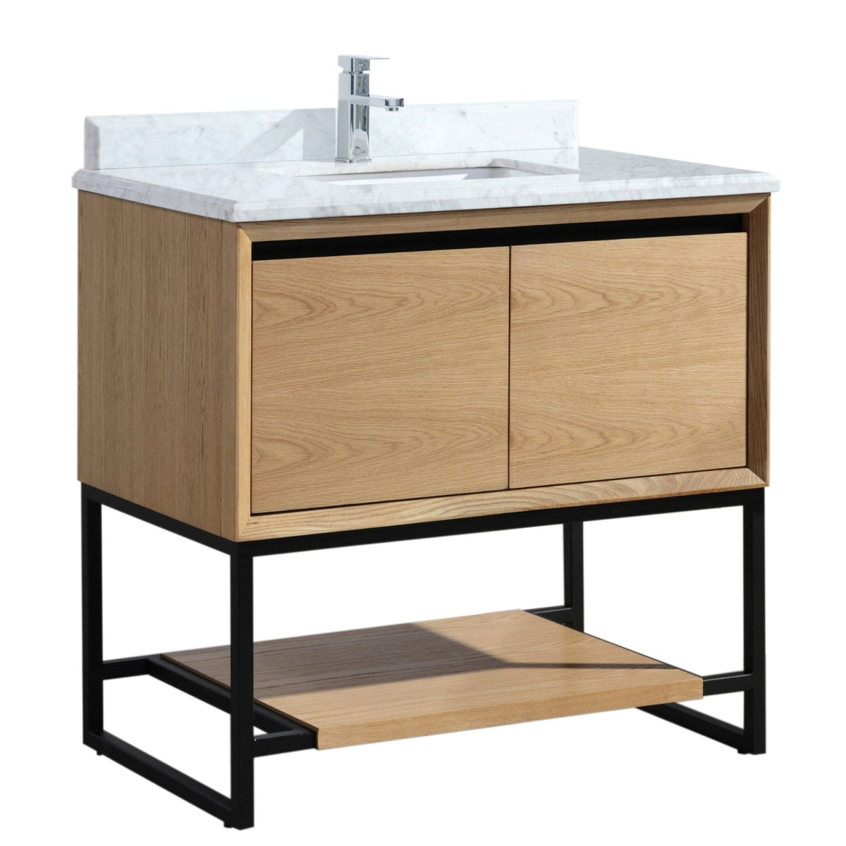 Laviva Alto 36" California White Oak Bathroom Vanity with White Carrara Marble Countertop – – –