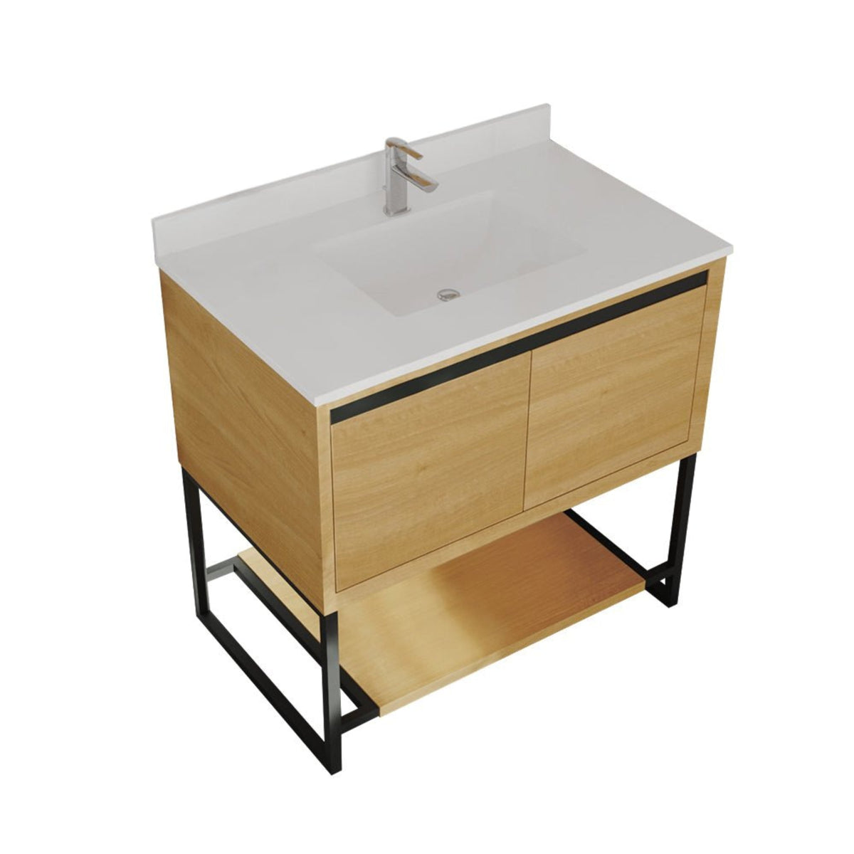 Laviva Alto 36" California White Oak Bathroom Vanity with White Quartz Countertop – – –