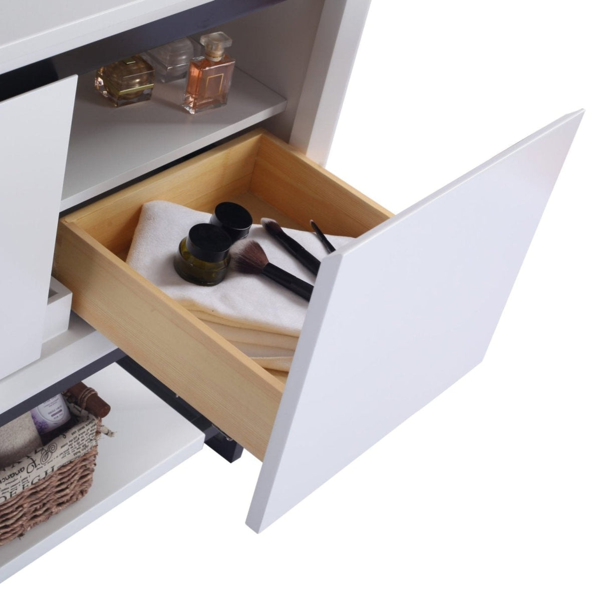 Laviva Alto 36" White Bathroom Vanity with Black Wood Marble Countertop – – –