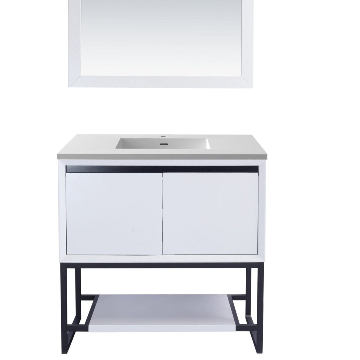 Laviva Alto 36" White Bathroom Vanity with Matte White VIVA Stone Solid Surface Countertop – – –