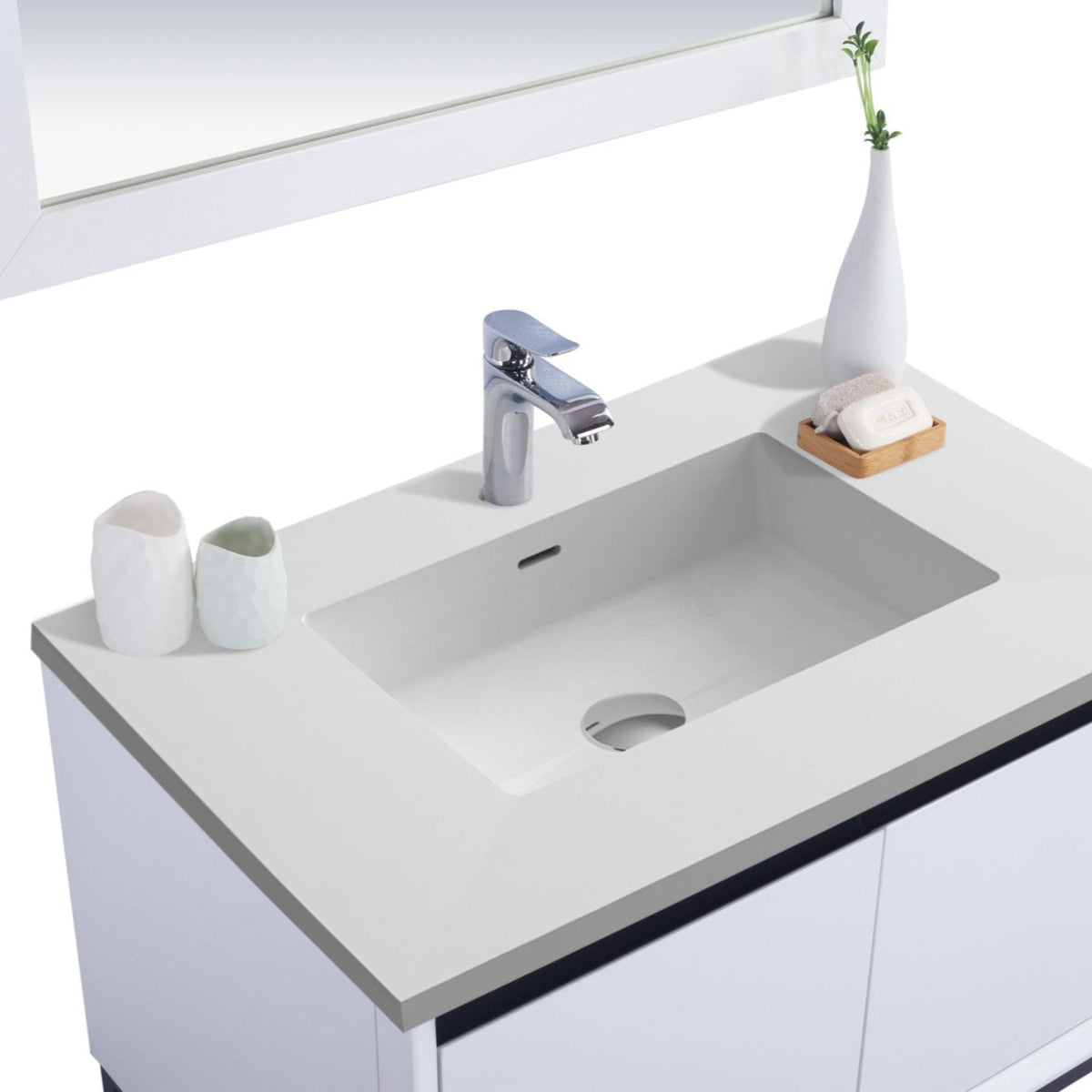 Laviva Alto 36" White Bathroom Vanity with Matte White VIVA Stone Solid Surface Countertop – – –