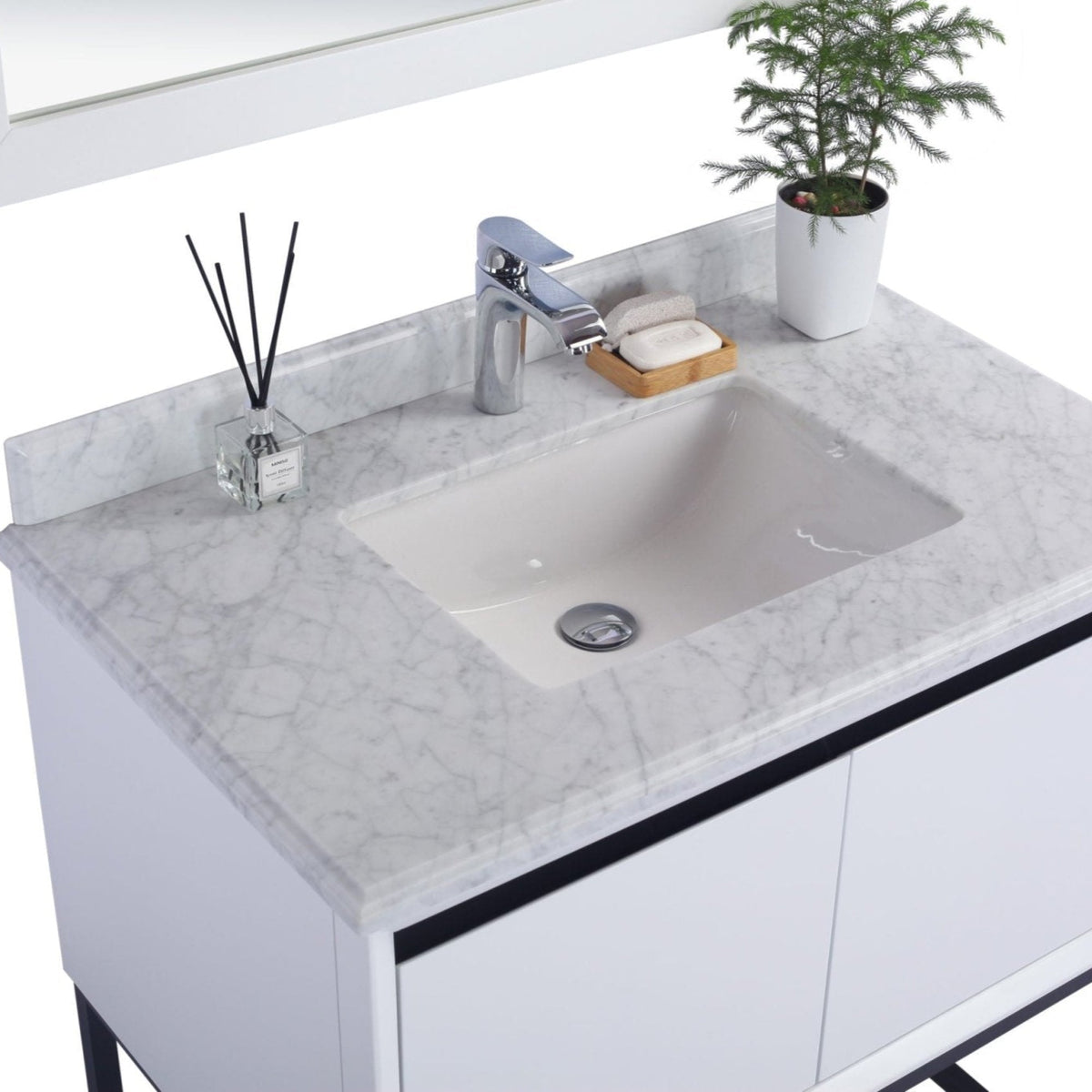 Laviva Alto 36" White Bathroom Vanity with White Carrara Marble Countertop – – –