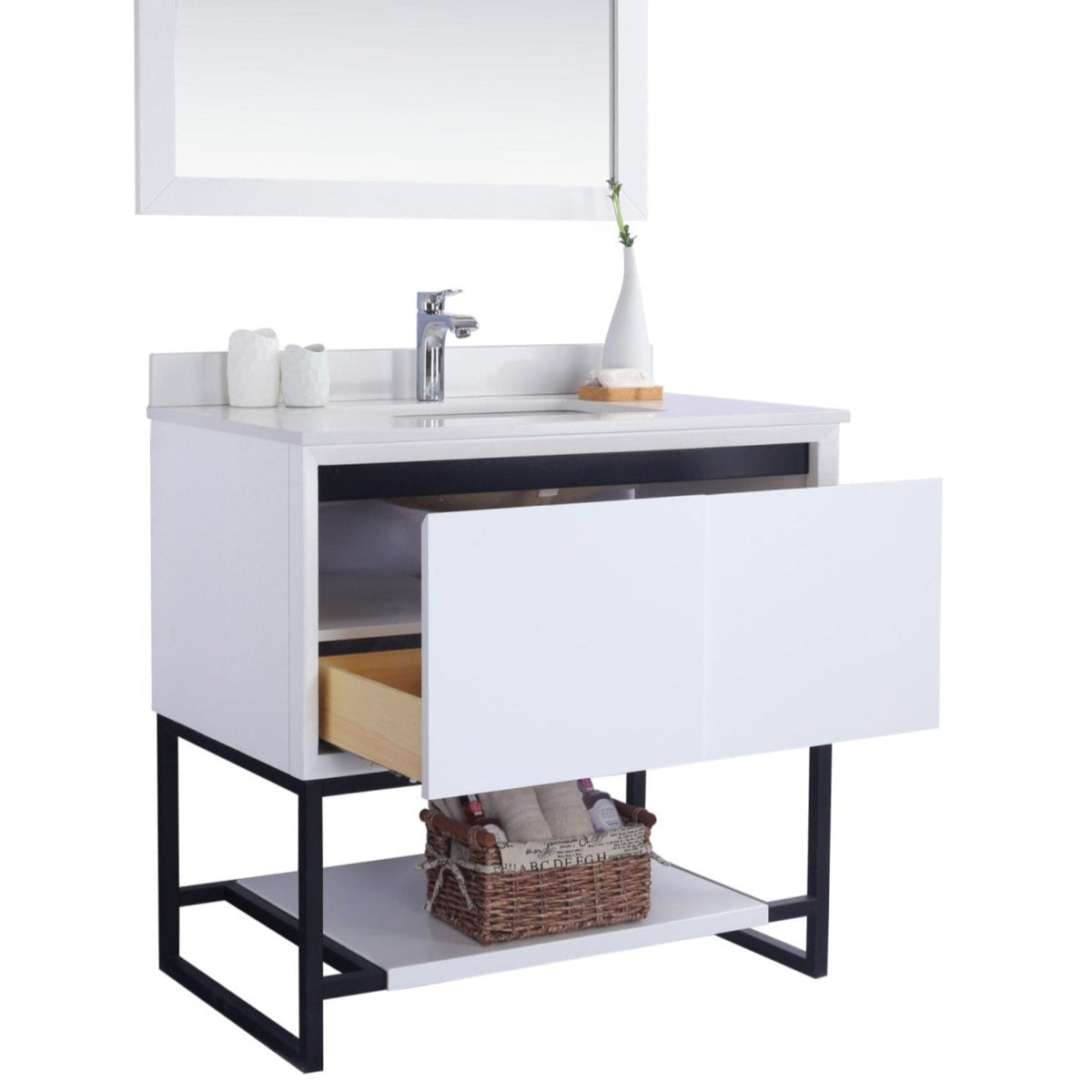 Laviva Alto 36" White Bathroom Vanity with White Quartz Countertop – – –