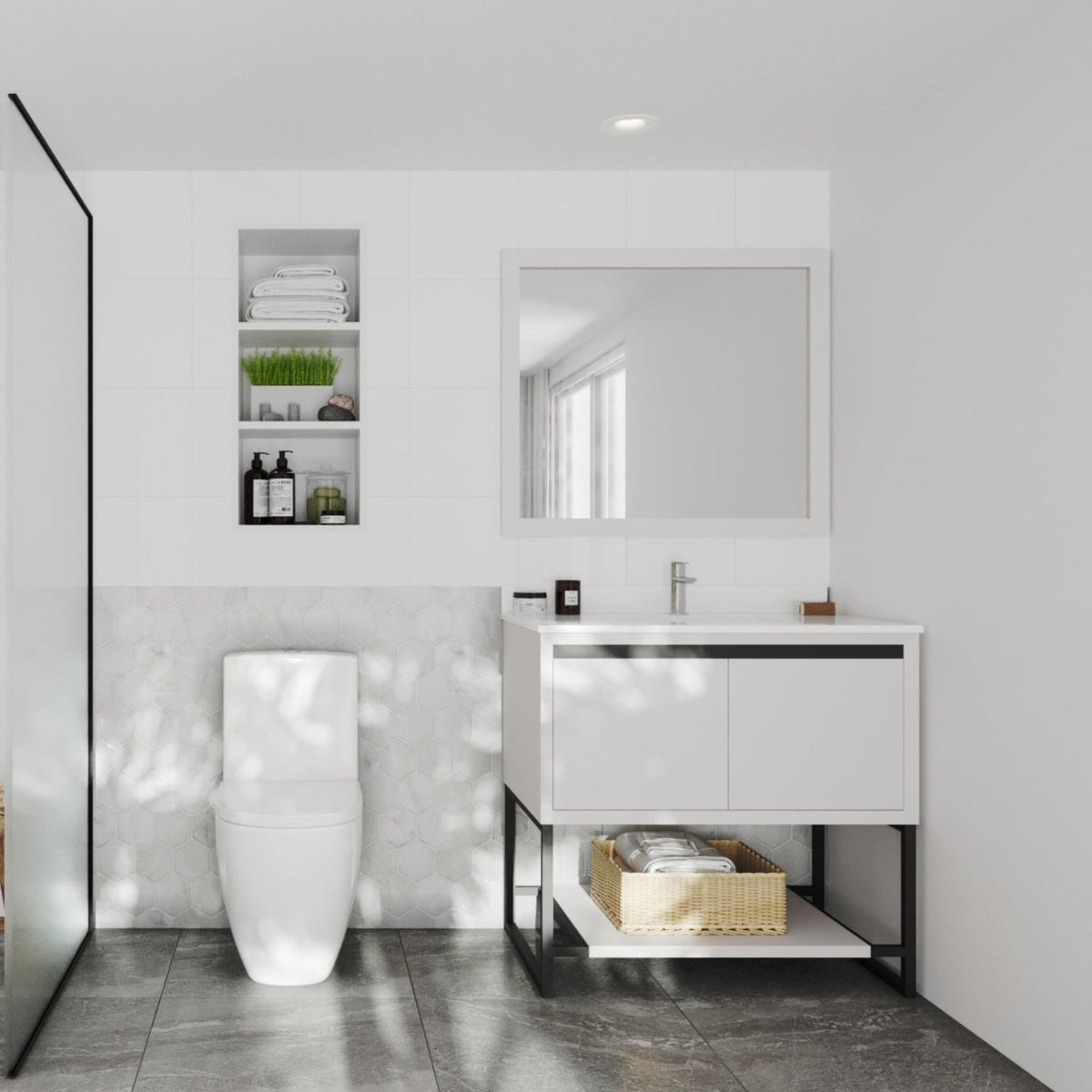 Laviva Alto 36" White Bathroom Vanity with White Quartz Countertop – – –