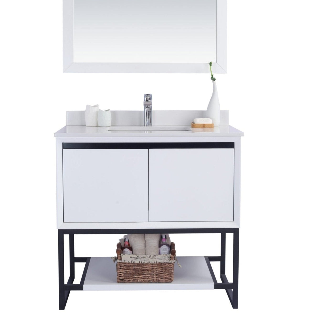 Laviva Alto 36" White Bathroom Vanity with White Quartz Countertop – – –