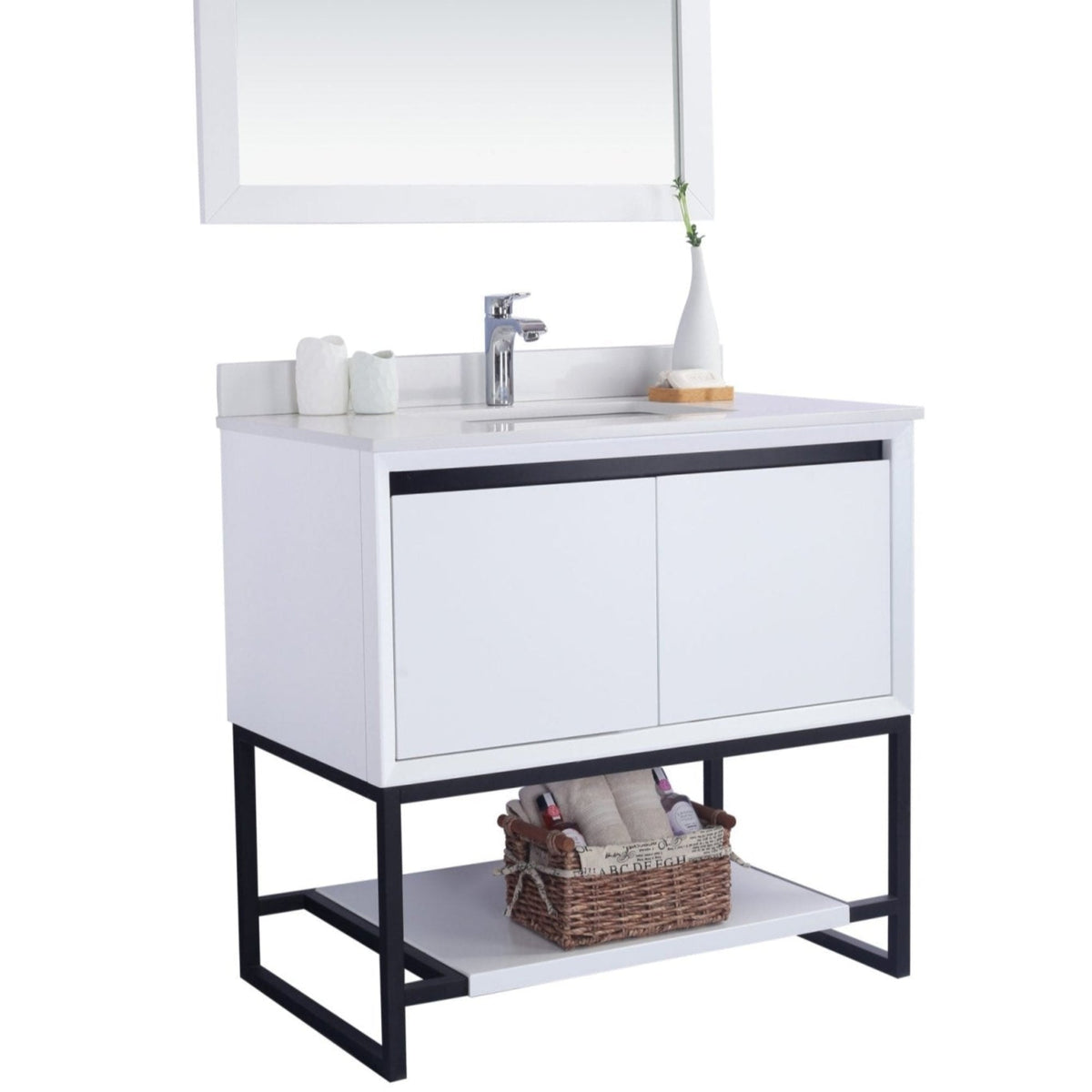 Laviva Alto 36" White Bathroom Vanity with White Quartz Countertop – – –