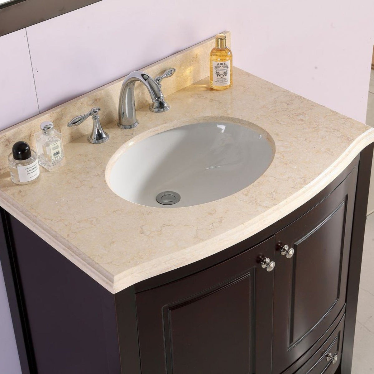 Laviva Estella 32" Brown Bathroom Vanity with Jerusalem Gold Marble Countertop – – –
