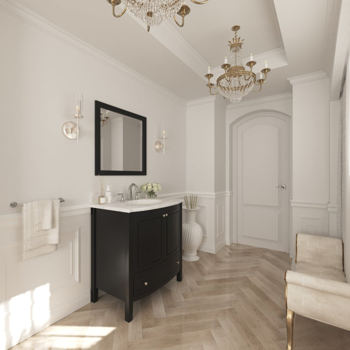 Laviva Estella 32" Espresso Bathroom Vanity with White Carrara Marble Countertop – – –