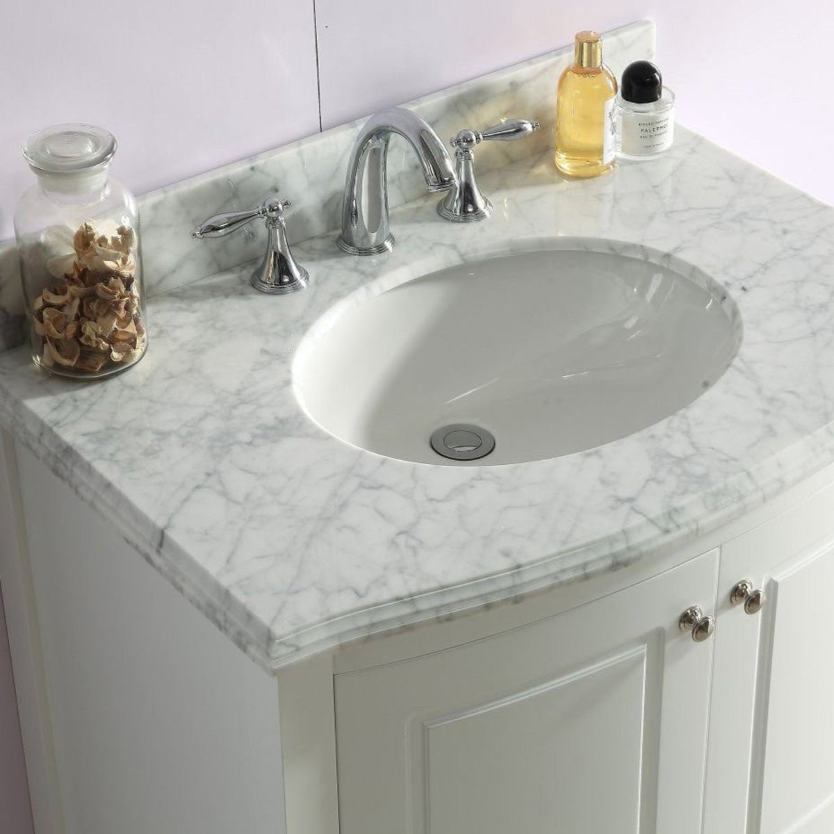 Laviva Estella 32" White Bathroom Vanity with White Carrara Marble Countertop – – –