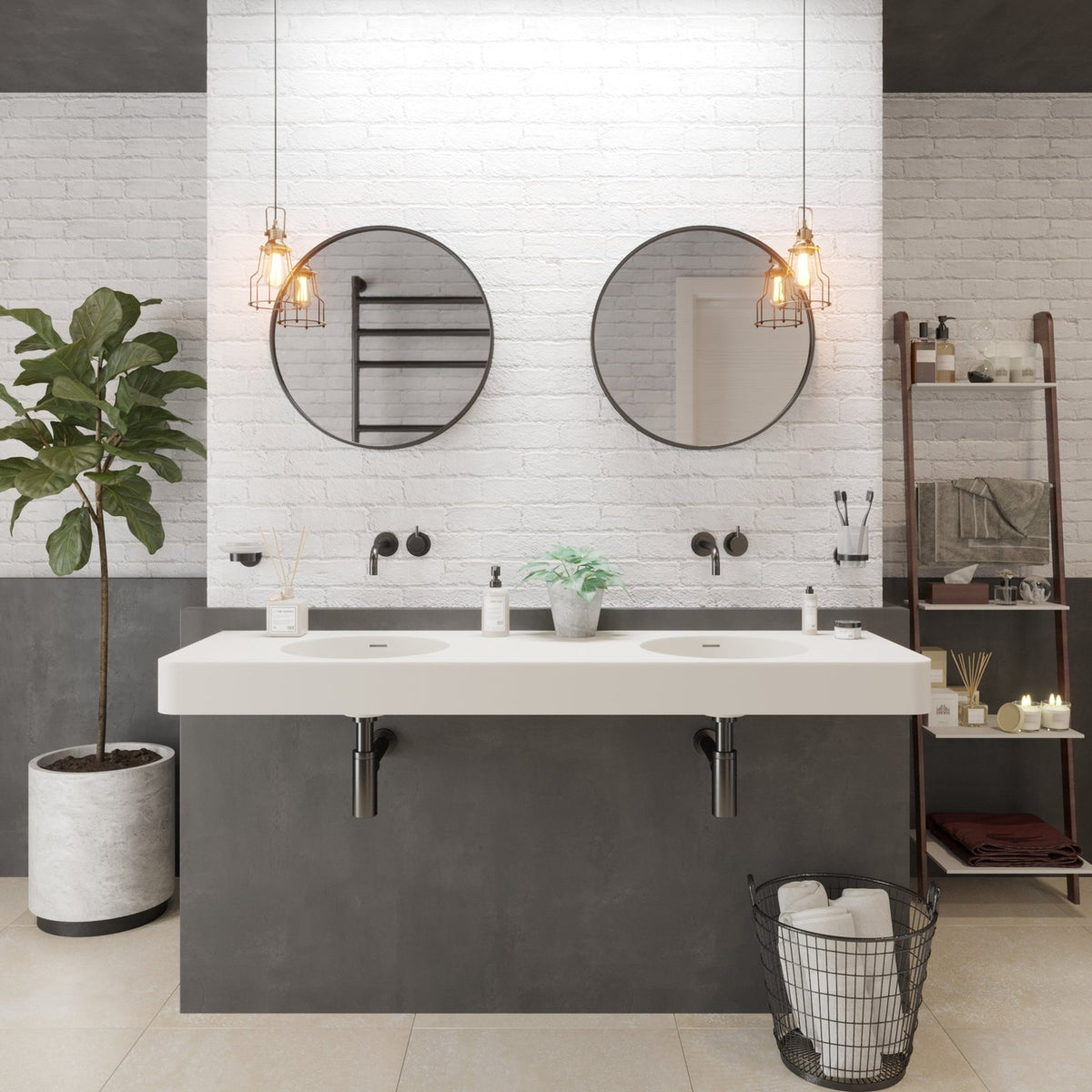 Ideavit SolidBrio 150 Wall - Mounted Sink – 59" Matte White – – –