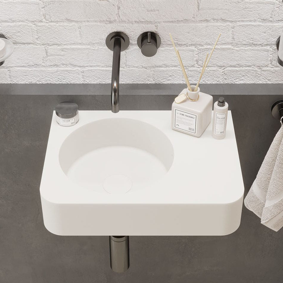 Ideavit SolidBrio 45 Wall - Mounted Sink – 18" Matte White – – –