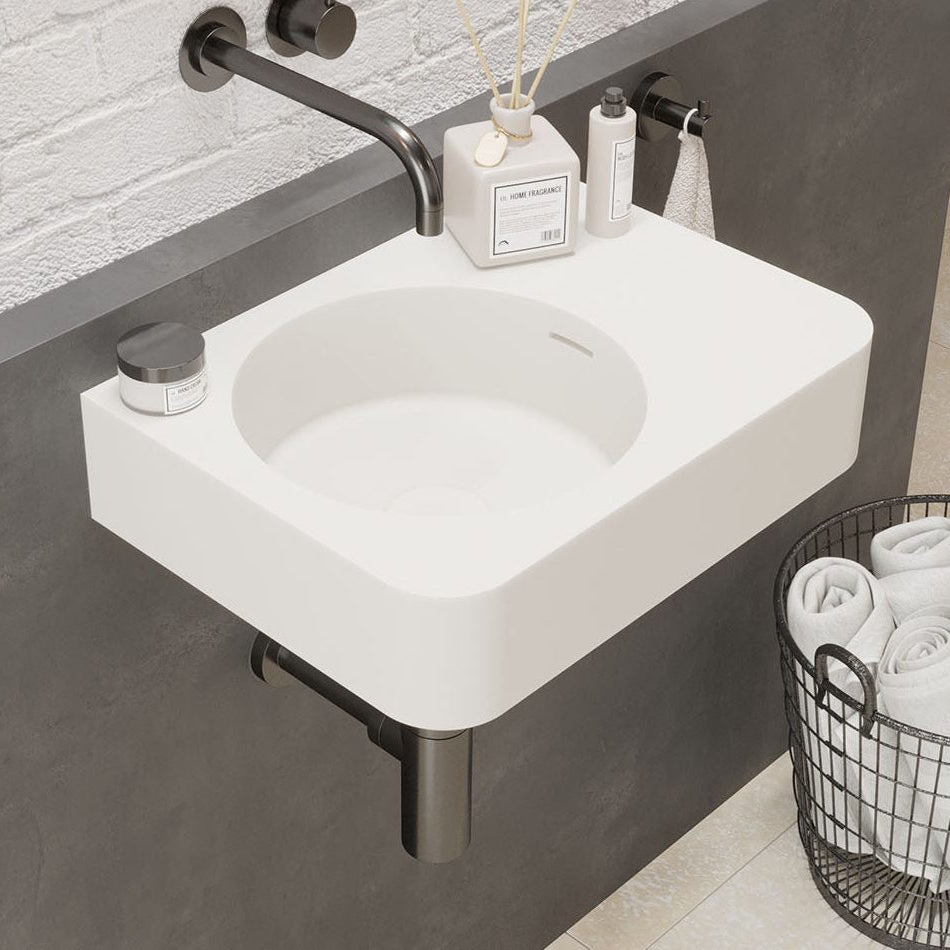 Ideavit SolidBrio 45 Wall - Mounted Sink – 18" Matte White – – –