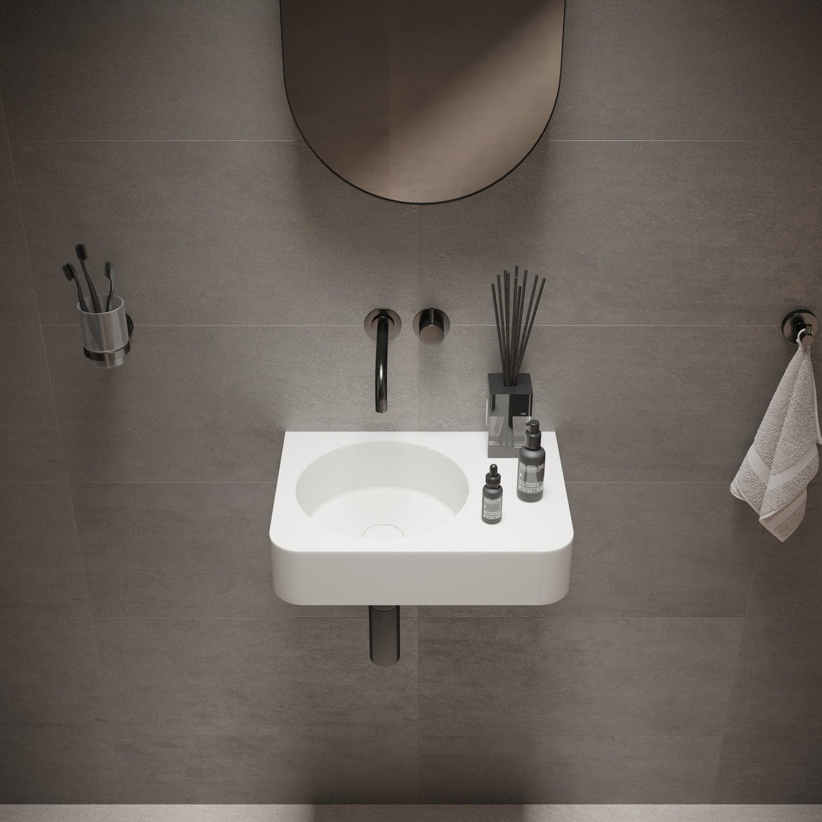 Ideavit SolidBrio 45 Wall - Mounted Sink – 18" Matte White – – –