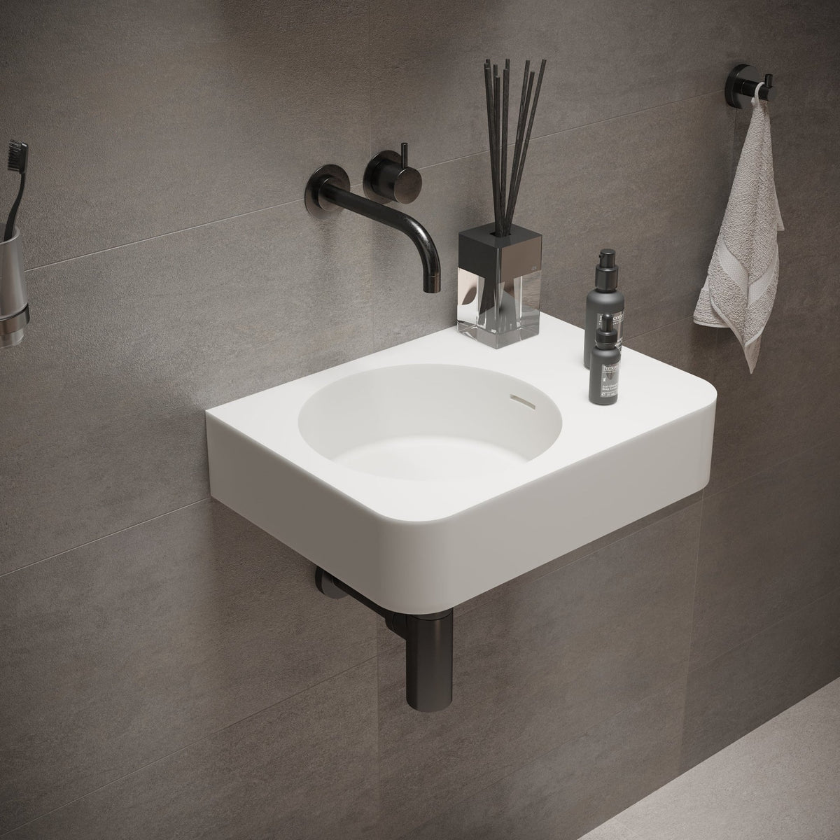 Ideavit SolidBrio 45 Wall - Mounted Sink – 18" Matte White – – –