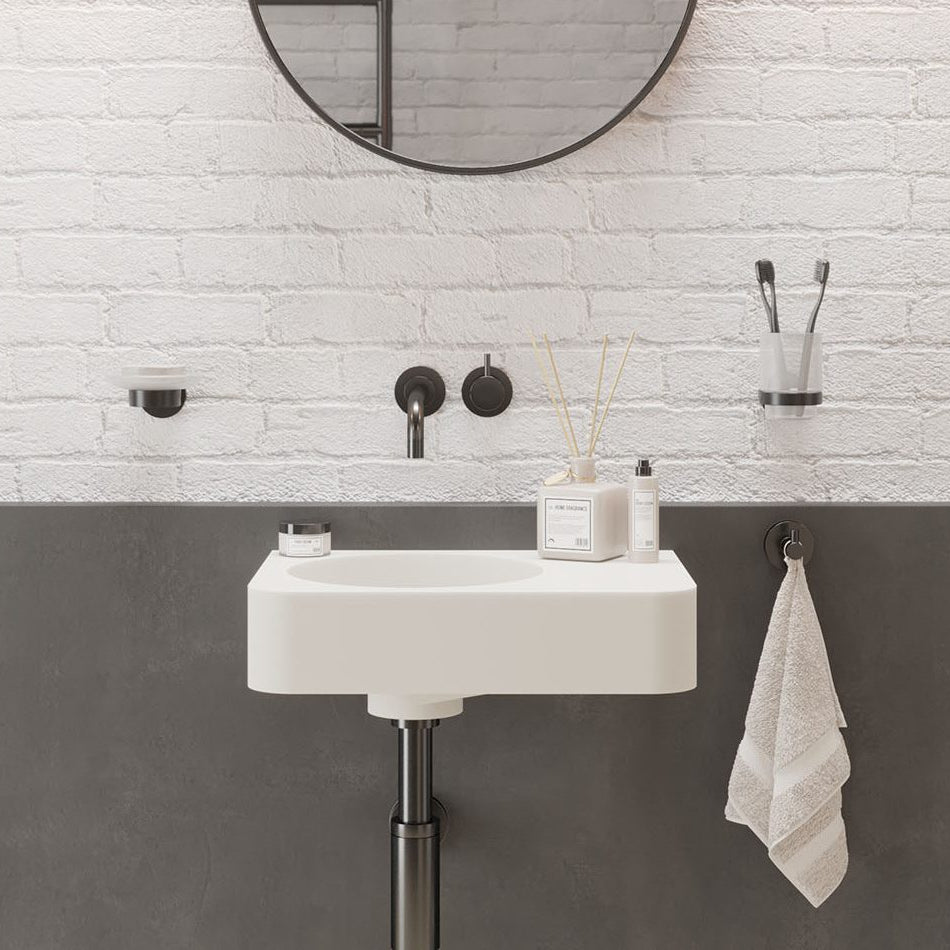 Ideavit SolidBrio 45 Wall - Mounted Sink – 18" Matte White – – –