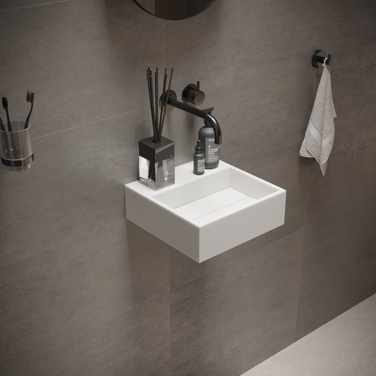 Ideavit SolidCube 30 Wall - Mounted Sink – 12" Matte White – – –